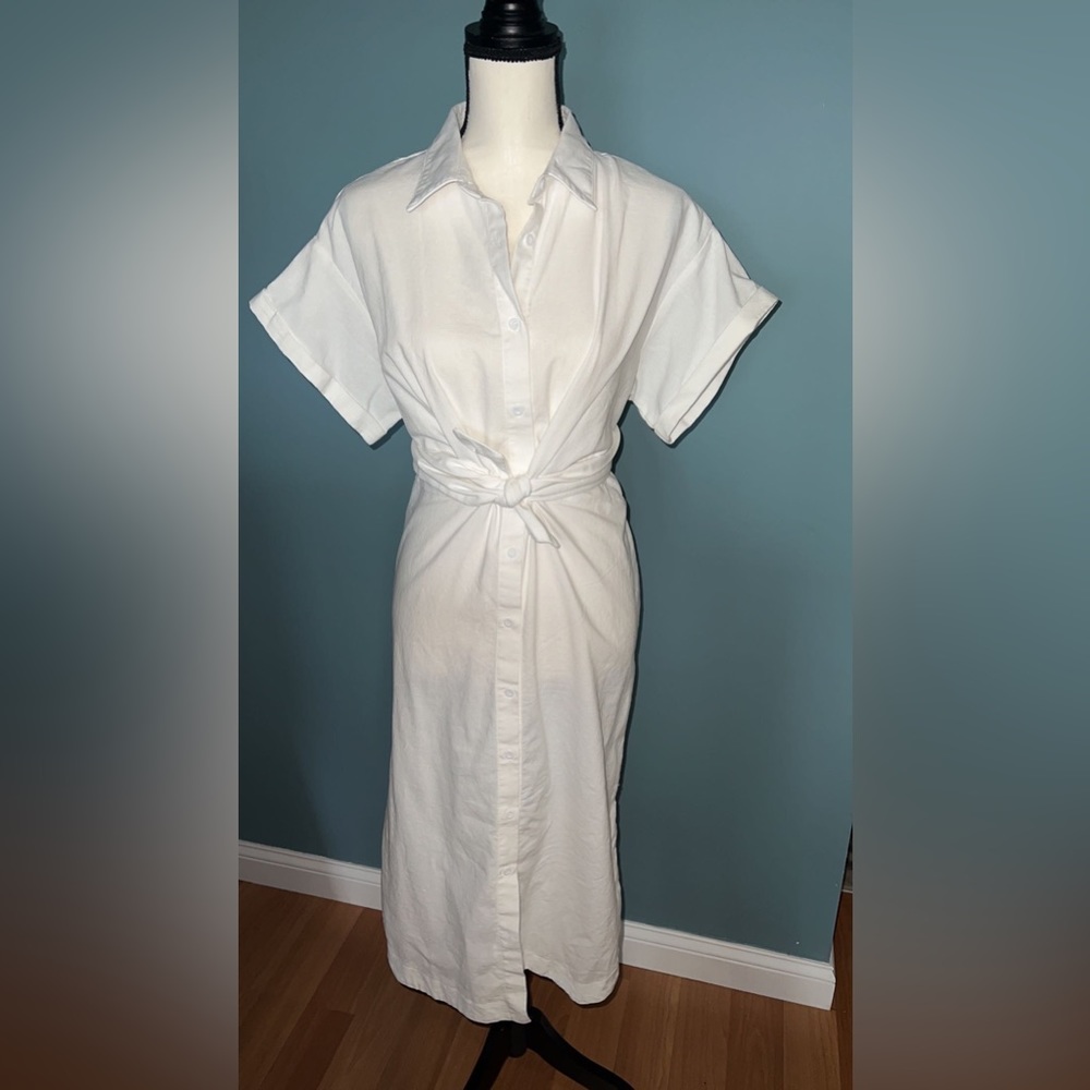 White Petal and Pup button up dress